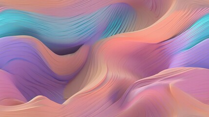 abstract colorful background with waves, paper art style, pastel colors soft, highlight calming ocean like view, gradient seamless generative ai