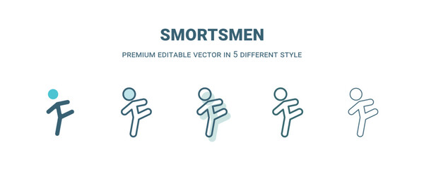 smortsmen icon in 5 different style. Outline, filled, two color, thin smortsmen icon isolated on white background. Editable vector can be used web and mobile