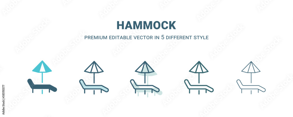 Canvas Prints hammock icon in 5 different style. Outline, filled, two color, thin hammock icon isolated on white background. Editable vector can be used web and mobile