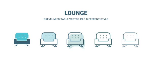 lounge icon in 5 different style. Outline, filled, two color, thin lounge icon isolated on white background. Editable vector can be used web and mobile