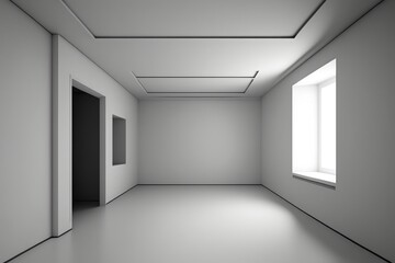 Empty room with open door and white walls