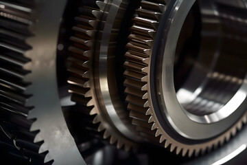 close up of engine gears, generative AI