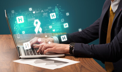 hand browsing on the internet for medical issues