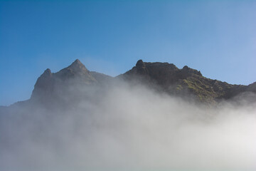 Fototapeta premium Low hanging clouds in the mountains on Tenerife in Spain