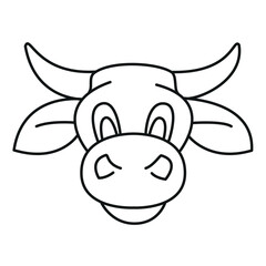cow head - cartoon simple outline schematic black and white vector illustration isolated on white
