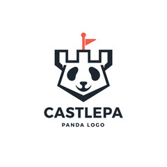 Castle Panda Logo Vector Icon Illustration