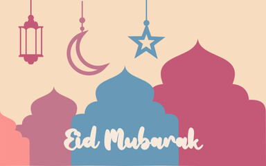 EID MUBARAK DESIGN IN MINIMALIST SILHOUETTE AND SIMPLE COLOURS