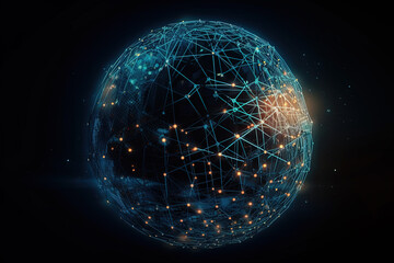 Data visualization of the globe. created using Generative Ai.