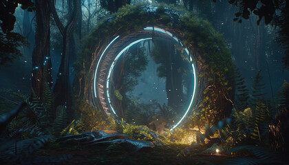 Glowing Portal in nature. created using Generative Ai