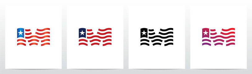 USA Flag Letter Logo Design M