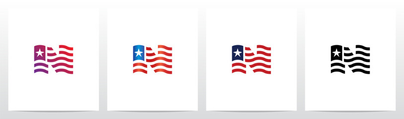 USA Flag Letter Logo Design N