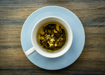 cup of tea on wooden table