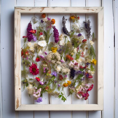 Framed wildflowers floral arrangement