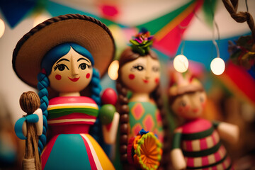 Handmade wooden doll of São João, a Brazilian party, June party, Festa Junina