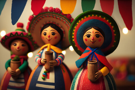 Handmade wooden doll of S&atilde;o Jo&atilde;o, a Brazilian party, June party, Festa Junina