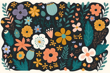 Seamless floral pattern organic flat abstract floral pattern