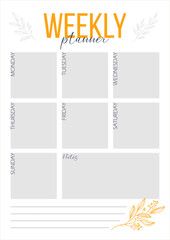 Minimalistic weekly planner for diary scrapbooking