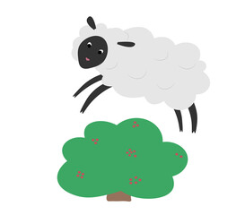 children illustration cute sheep isolated on white