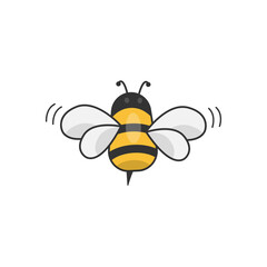honey bee flapping wings flat icon colorful minimalist bee illustration