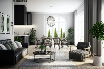 Luxury apartment living room come with kitchen latest designs