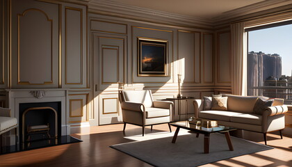 Fototapeta premium modern living room Contemporary interior design of furnished room Generative AI