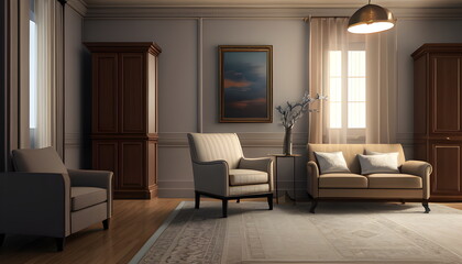 modern living room Contemporary interior design of furnished room Generative AI