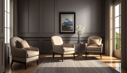 Naklejka na ściany i meble modern living room Contemporary interior design of furnished room Generative AI
