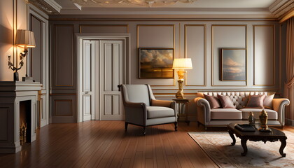 Fototapeta premium modern living room Contemporary interior design of furnished room Generative AI