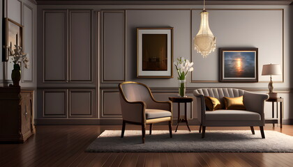 modern living room Contemporary interior design of furnished room Generative AI