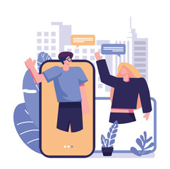 Online communication concept flat style illustration design