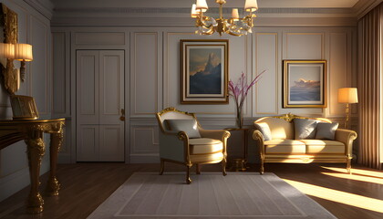 modern living room Contemporary interior design of furnished room Generative AI