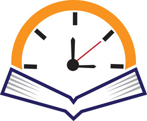 Book Time vector logo template. This design use watch or clock symbol.