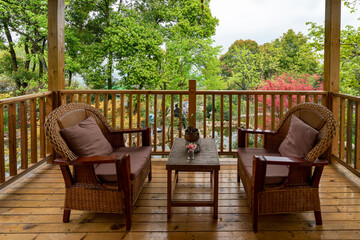 Leisure teahouse on the mountaintop balcony