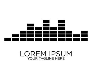 abstract audio or sound wave logo icon in black color