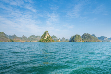 Scenery of Quyang Lake.Jingxi, Baise, Guangxi, China