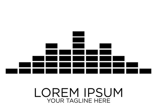 abstract audio or sound wave logo icon in black color