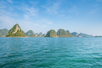Fototapeta premium Scenery of Quyang Lake.Jingxi, Baise, Guangxi, China