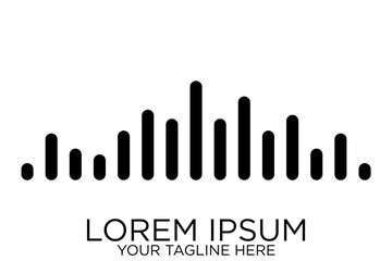 abstract audio or sound wave logo icon in black color