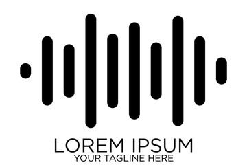 abstract audio or sound wave logo icon in black color
