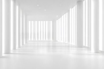 Big empty white room. Generative AI