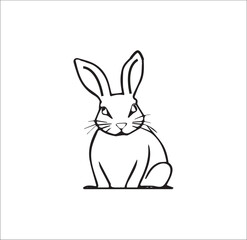 A cute rabbit vector line art work.