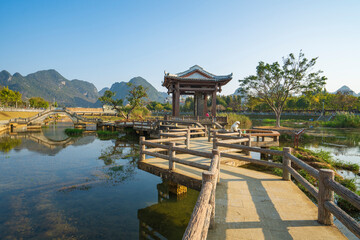 Scenery of Longtan Wetland Park, Jingxi, Guangxi, China.Chinese translation: Goose