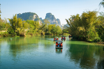 The natural scenery of Yulong River in Yangshuo, Guangxi, China