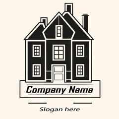 Real Estate logo and Buildings icon: Vector Illustration of Residential and Commercial Properties for Sale