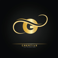 G Letter Initial Luxurious Logo Template. G Logo Golden Concept. G Letter Logo with Golden Luxury Color and Monogram Design.
