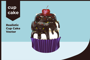 Chocolate Cup Cake Vector