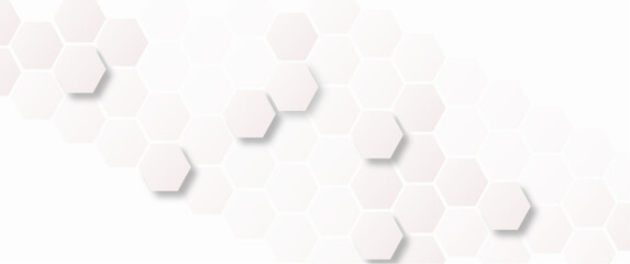 simple and clean white hexagon or honey comb shapes background design, modern minimalist background, perfect for background, backdrop, banner, card.