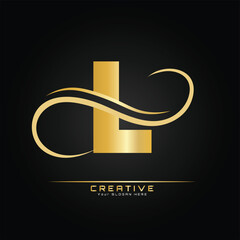 L Letter Initial Luxurious Logo Template. L Logo Golden Concept. L Letter Logo with Golden Luxury Color and Monogram Design.