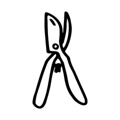 Secateur in doodle style isolated on white
