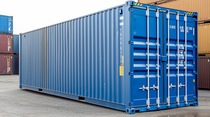 Secure and Versatile, Blue Metal Shipping Container for Storage and Transport, Generative AI